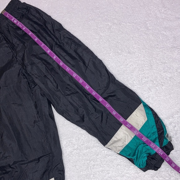 Vintage vertical active nylon jogging suit black teal and grey size medium 5 - Picture 11 of 14
